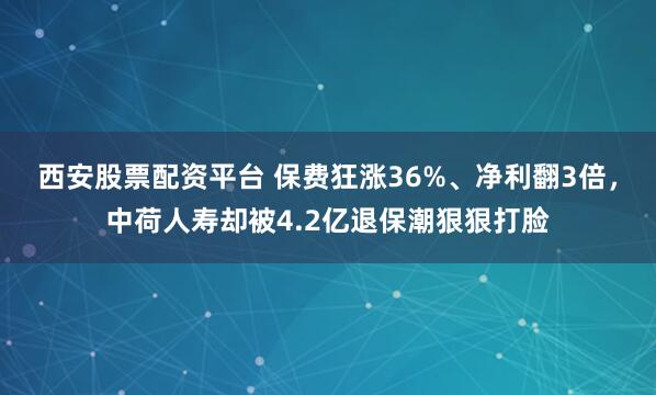 西安股票配资平台 保费狂涨36%、净利翻3倍，中荷人寿却被4.2亿退保潮狠狠打脸